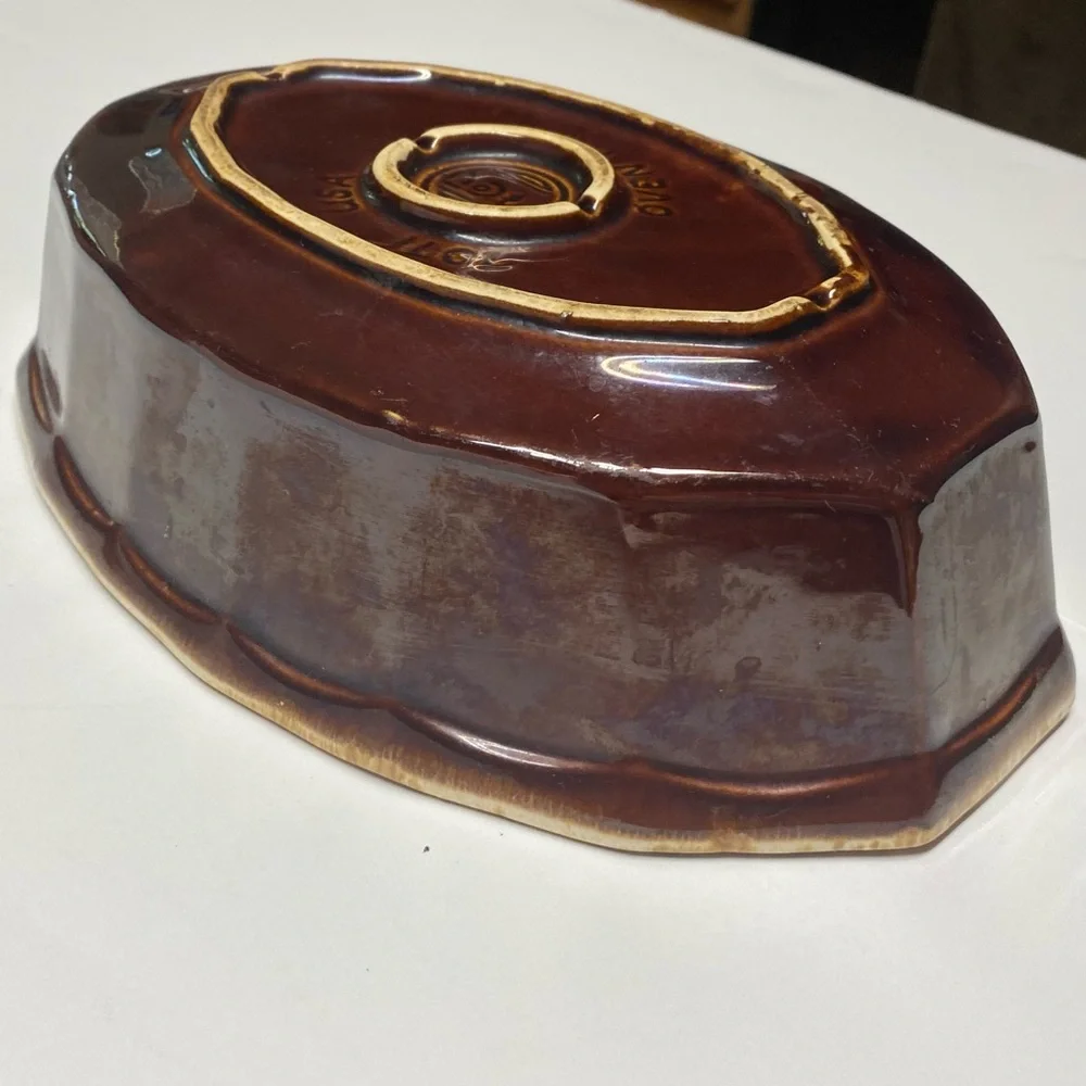 Vintage 1970’s McCoy Brown Drip Glaze Pottery Serving Bowl 10.5”X 7”X 2.5”